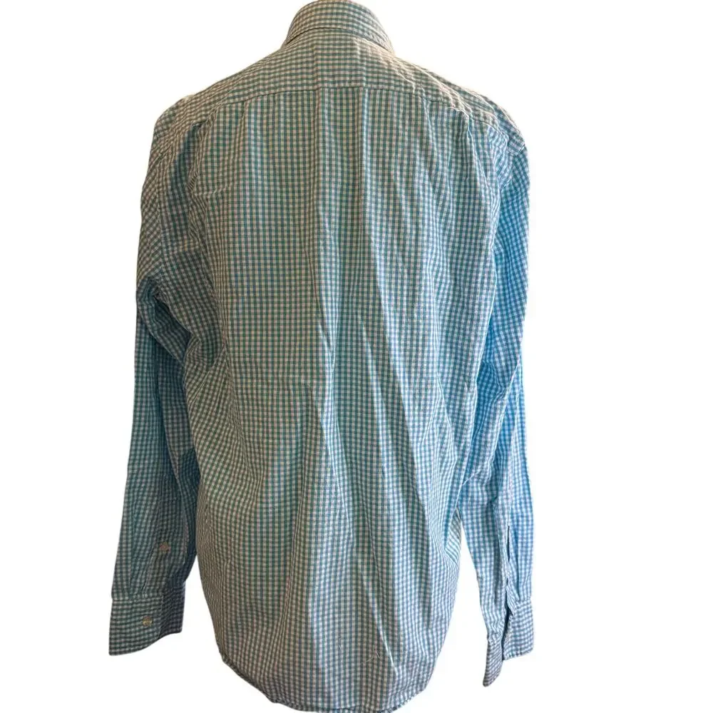 J.Crew Blue & White Gingham Button Down Shirt, Men's Size Medium